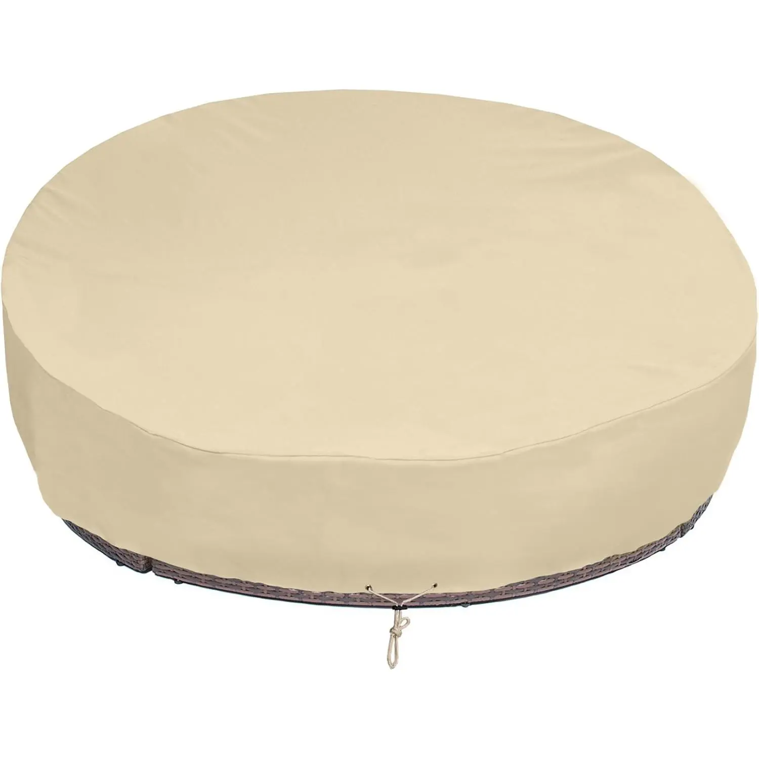 Round Patio Daybed Cover 88 Inch, Heavy Duty  Outdoor Canopy Daybed Sofa Cover with Taped Seam, 85"L x 88"W x 35" /16"H,  Weather Protection, Beige