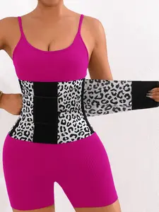 Women's Leopard Pattern Print Waist Belt Trainer, Adjustable Fitness Lumbar Support Strap, Comfortable Postpartum Abdominal Band, Shapewear