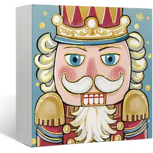 Nutcracker Christmas Decor, Nutcracker Wooden Box Sign Decor, Blue Nutcracker Christmas Decor, Pastel Christmas Decorations, Nutcracker Gifts, Rustic Art Home Shelf Desk Decor 5x5 inch, Room Decor Ornament