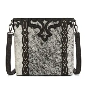 Trinity Ranch Western Genuine Hair-On Cowhide Concealed Carry Small Crossbody Bag