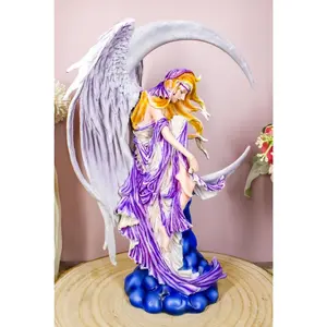 Ebros Large Celestial Crescent Moon Dreamer Fairy Statue 12"H Nene Thomas Figurine