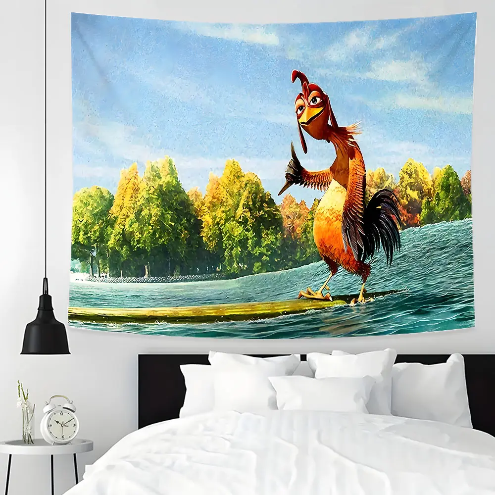 Funny Surfing Rooster Design Large Tapestry Wall Hanging, Multiple Sizes Polyester Fabric for Wall Decoration, Easy to Clean and Maintain. Soft and Durable Material, Suitable for Living rooms, Bedrooms, Homes and Parties Great Gift for Family
