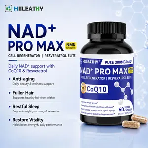 HIILEATHY NAD+ Pro Max | Mature Daily Care Blend | Premium 300mg NAD+, CoQ10, Resveratrol & Natural Plant Ingredients Ethically Sourced Vitamins Energy Supplement