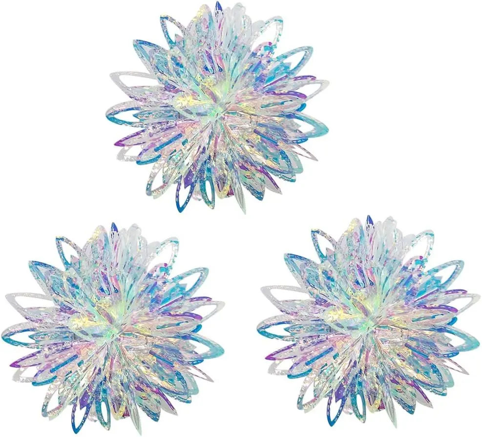 Iridescent Flower Ball Ornament Hanging Decoration, Foil Ceiling Decorative Hanging Ornaments for Christmas Bridal Shower Wedding Birthday Frozen Theme Party Fairy Princess Rainbow Show Decoration