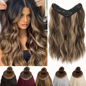 Snoilite 1pc Long Curly Wavy 18 Inch Clip-in Hair Extensions All-in-one Women's Synthetic Wig Multiple Colors Daily Use