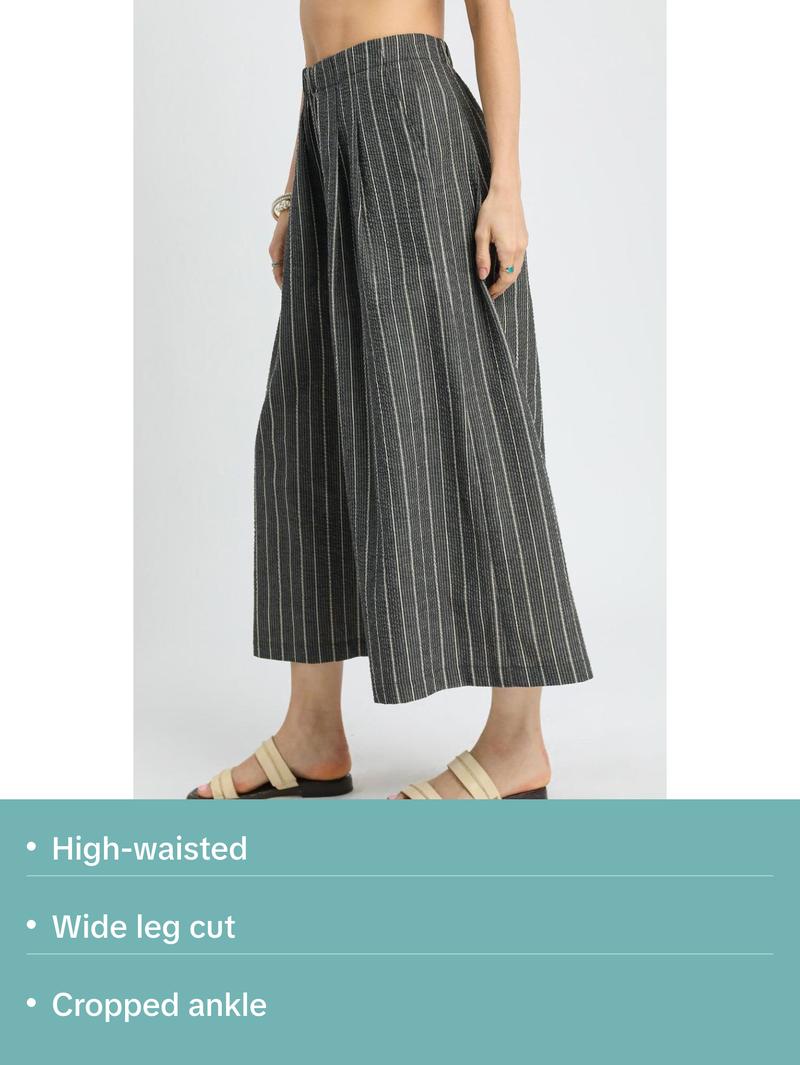 Umgee Pinstripe Crop Palazzo Pants