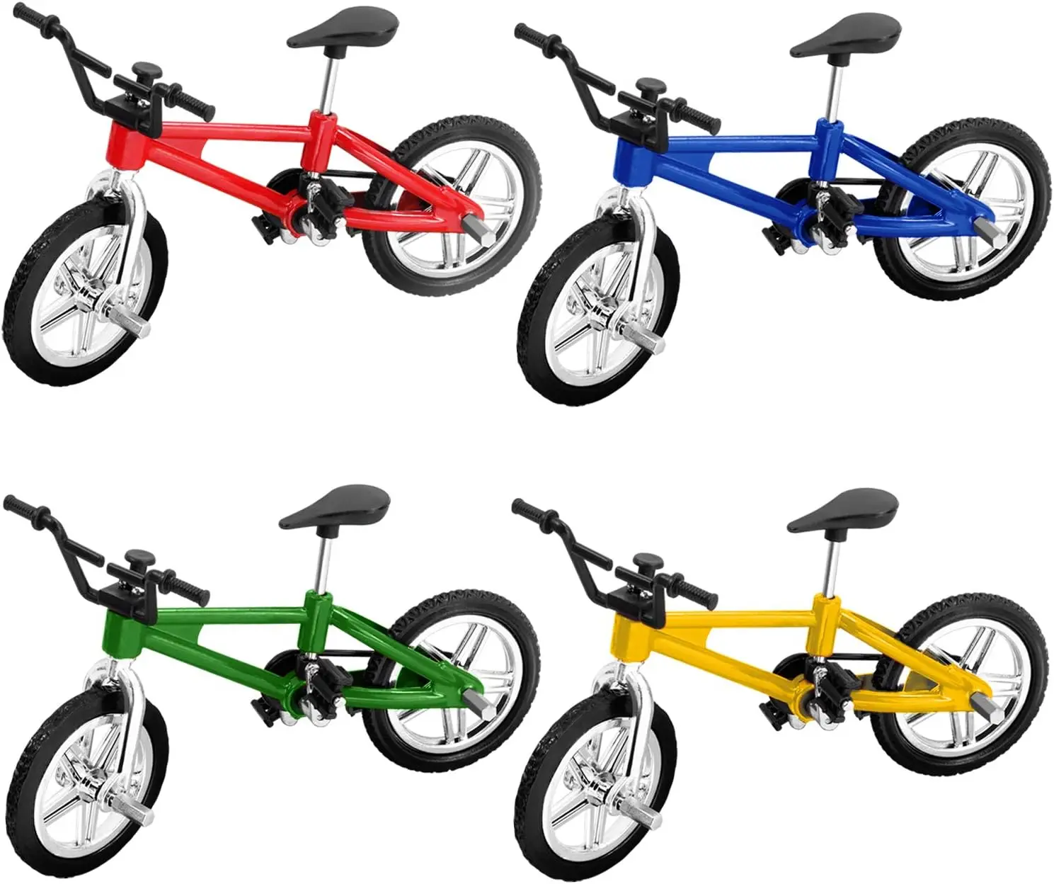 4 Pack Mini Finger Bike Toys, Miniature Metal Bicycle Models, Finger BMX Fidget Toys for Kids & Adults, Mini Bike Collectibles, Desk Decoration