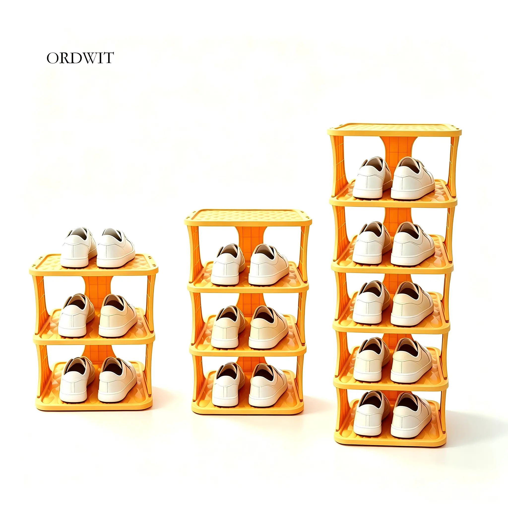 PP-Plastic Stackable Vertical Shoe Rack, Detachable Customizable 3/4/6-Tier Lightweight Space-Saving Storage Organizer for Entryway, Closet