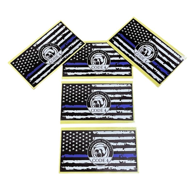 Thin Blue Line Sticker code 4- Show Police Support! Waterproof Decal ...