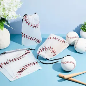 Baseball Drawstring String Bag, 50 Pack Drawstring Baseball Party Favor Goodie Bags Baseball Snack Bags Baseball Treat Bags Baseball Theme Cinch Bags Backpack Sports Party Supplies, 6 x 8 Inch