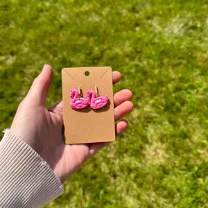 Pink Flamingo Float Clay Earrings