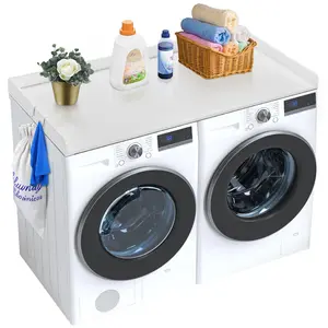 VEVOR Washer Dryer Countertop, 54" x 27" Wooden Washer and Dryer Countertop, Water-Resistant Laundry Machine Topper Cover with Anti-Slip Pads, for Laundry Room Organization and Storage, White