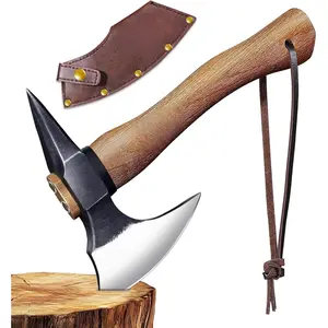 11" Survival Axe Camping Hatchet – Forged High Carbon Steel Blade with Walnut Wood Handle – Shock-Absorbing, Anti-Slip Grip – Ideal for Bushcraft, Wood Splitting & Outdoor Adventures