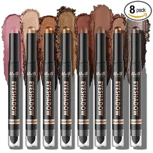 Dual-Ended Cream Eyeshadow Stick Set – Silky Smooth, Waterproof & Transfer-Proof, Built-in Blender Brush, All-Day Matte & Shimmer Wear Eye Makeup