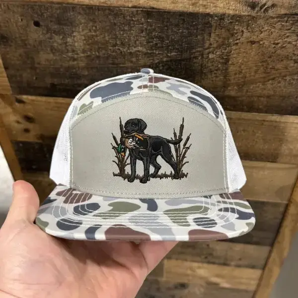 Black Lab Duck Hunting Embroidered Patch Retro Hat Trucker Hat Many Colors Snapback Hat, Unisex Casual Street Style