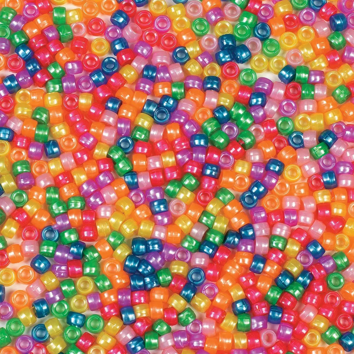 6mm Bulk 2000 Pc. 1 Lb. of Shiny Pearl Solid Color Plastic Pony Beads