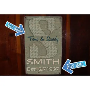 Monogram Family Name Tin Sign - Personalized