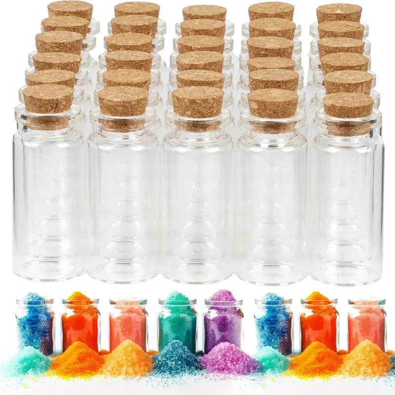 30 PCS Mini Glass Bottles, 10ml Small Glass Bottles, Vials Cork Stoppers, Spell Jars DIY Message Decoration Mini Vials for Party, Art Crafts, DIY Projects, Wedding Favors