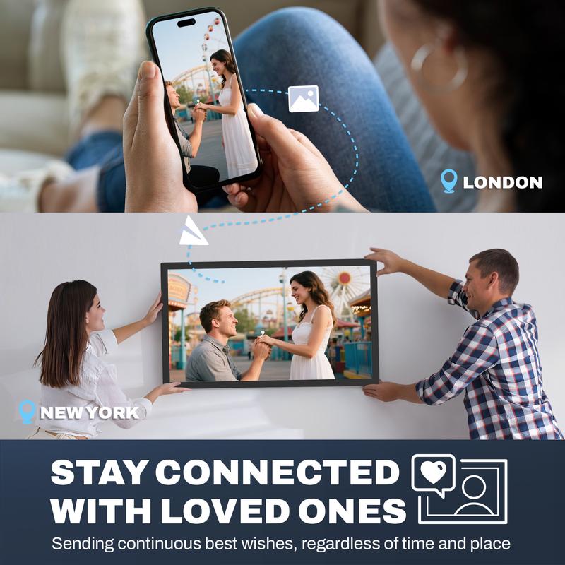 Arktronic Large Digital Picture Frame 27 inch 1920x1080 FHD IPS WiFi with Remote 64GB Storage Auto-Rotate Share via Apps Email USB Micro SD Black