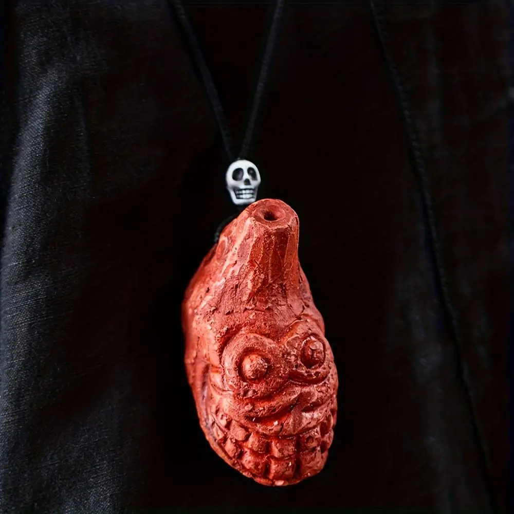 Aztec Death Whistle Up to 125+ Decibels, Realistic Human Scream Sound, Creepy Gorilla Design for Halloween and Survival, Party Accessory