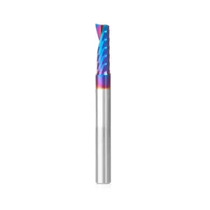 Amana Tool 51421-K CNC Spektra Coated SC Spiral O Single Flute, Plastic Cutting 1/4 D x 3/4 CH x 1/4 SHK x 2-1/2 Inch Long Up-Cut Router Bit with Mirror Finish