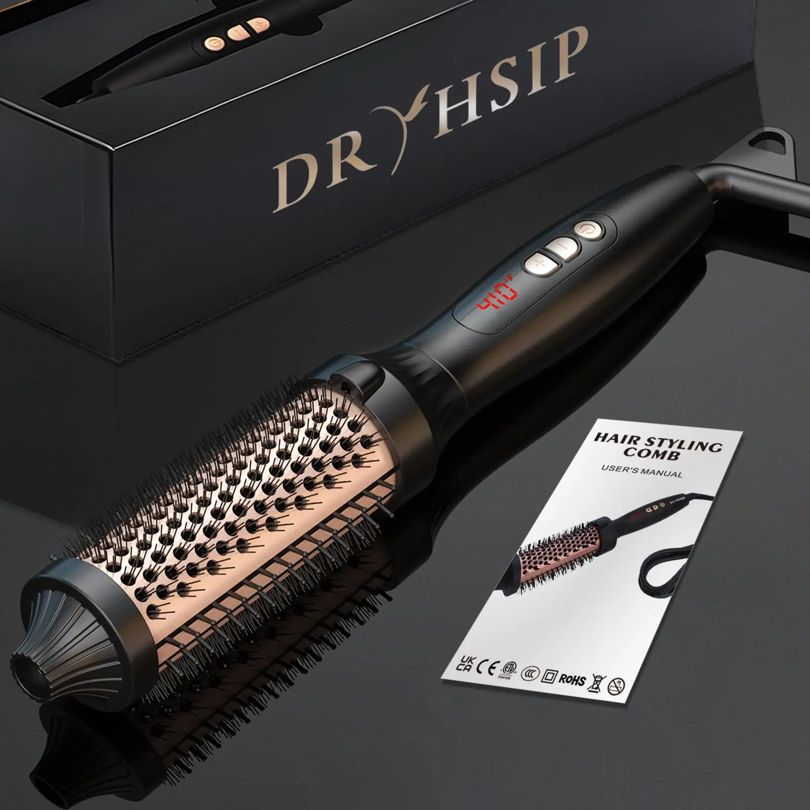 Thermal Brush Heated Round Brush Thermal Hair Brush Hair Curling Brush Ceramic Titanium Barrel, 30s Fast Heating, Tourmaline Ionic Technology for Salon-Quality Blowouts Curls Waves at Home Lcd Display Ergonomic