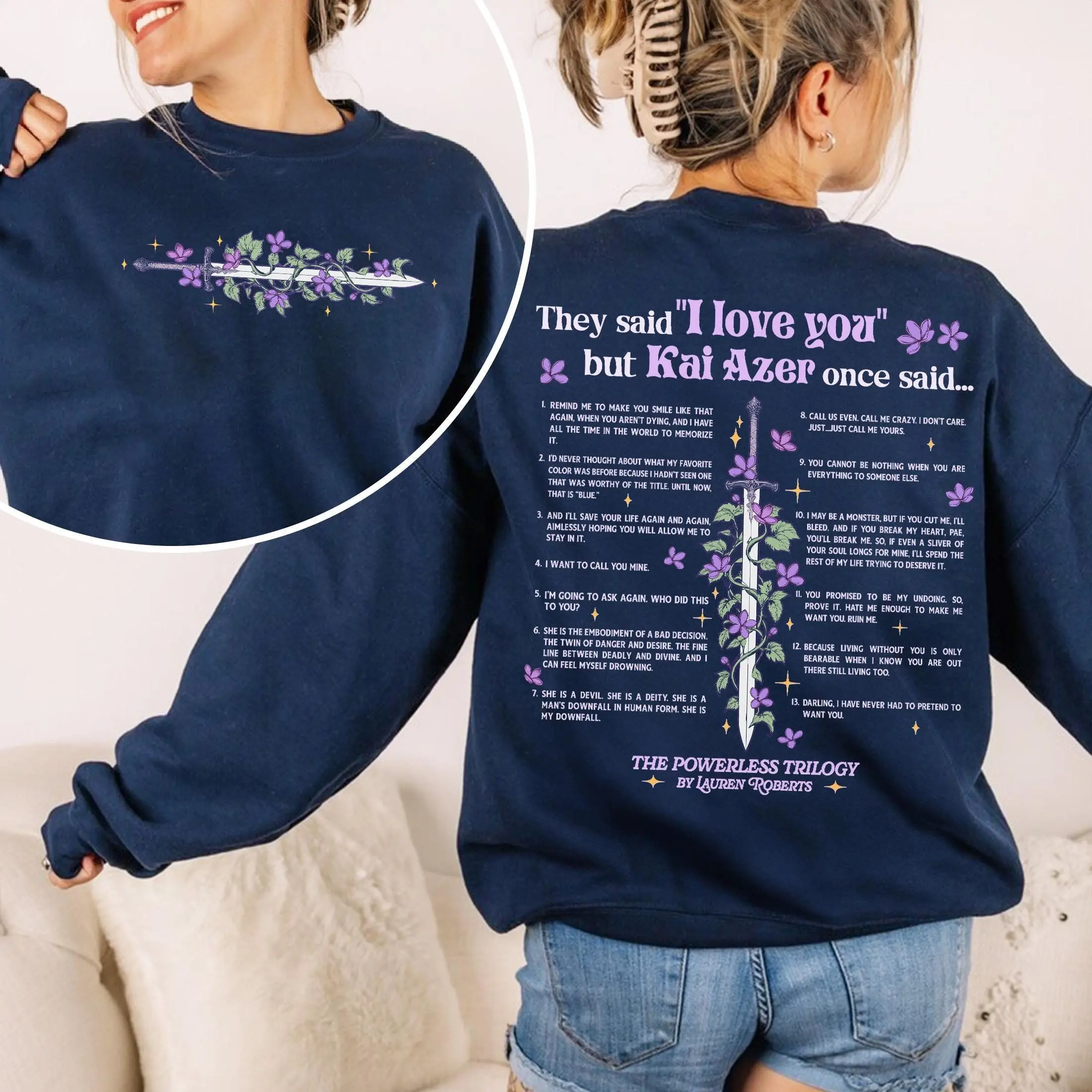Kai Azer I Love You In Powerless Shirt Sweatshirt, Kai Azer Powerless Tee, Kai And Paedyn Shirt, Gift For Book Lover, Vintage Graphic Tees