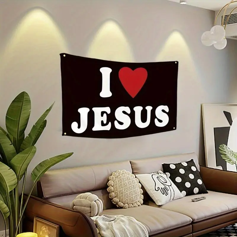 [I Heart Jesus Flag] I Heart Jesus Flag - "I Love Jesus" Home Garden Decor Banner - Christian Events And Church Tapestry