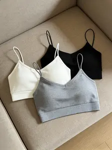 Women's Ribbed V-Neck Thin Strap Spaghetti Strap Tank Top Set, Casual Home Wear Short Sleeve Blouse, Versatile Three-Piece