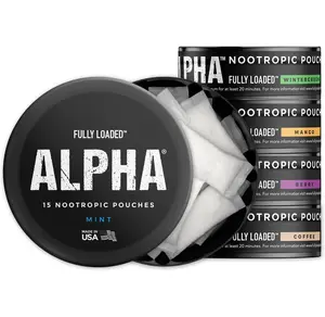 Fully Loaded Alpha Nootropic Pouches Variety Pack - 5 Cans - 75 Total Pouches (15 per Can) - Effective Nootropic Delivery, Nicotine Pouch Replacement - Faster Absorption, Alpha GPC, L-Tyrosine, GABA