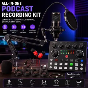 Safring Podcast Equipment Bundle with BM800 Mic DJ Mixer Effects & Voice Changer, Live Sound Card Audio Mixer, Condenser usb Microphone Recording Studio Package for Live Streaming/Gaming/Podcast/Recording/Vocal/Game Voice/YouTube desk clamp  #Summervibes
