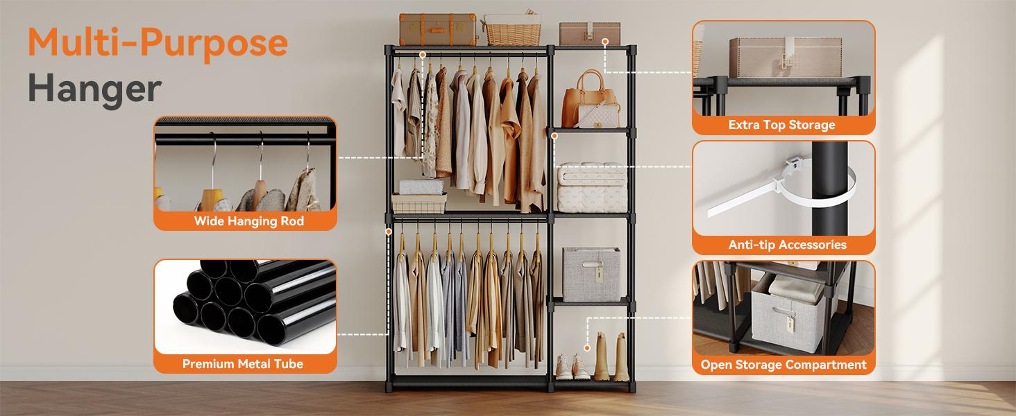 Wardrobe Closet, Portable Clothes Racks for Hanging Clothes, Free Standing Closet with 4 Tier Shelves, Closet Organizers and Storage Rack for Cloakroom, Bedroom Wardrobe Closet, Portable Clothes Racks for Hanging Clothes, Free Standing Closet with 4 Tier Shelves, Closet Organizers and Storage Rack for Cloakroom, Bedroom