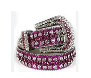Diamond Rhinestone Belt - Purple/White