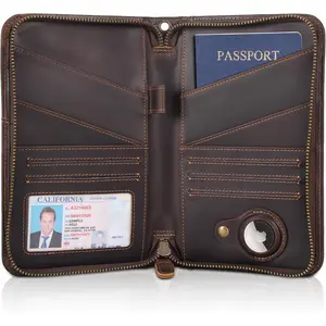 Full Grain Leather Passport Holder Cover Case for Men and Women RFID Blocking Family Travel Wallet Holds 6