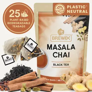 BREWIX Masala Chai Tea Bags | Real Indian Spiced Tea | Cardamom, Cinnamon, Ginger | 25-50 Bags