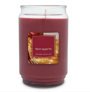 Warm Apple Pie Scented Single-Wick Large Glass Jar Candle, 20 oz Aroma Decor