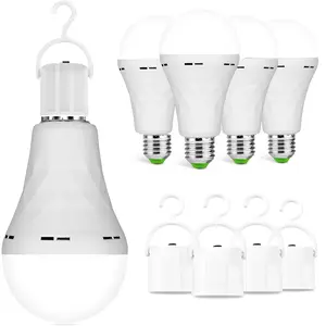 [Holiday Haul] 4 Pack Multifuctional Rechargeable Emergency Light Bulbs A19, 15W Camping Lamp Battery Powered LED Light Bulb 6000K Daylight E26 E27 with 1200mAh White Lighting, for  Indoor Home and Chicken Coop Power Outage Camping Hurricane