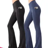 SHOWITTY Outlets Women’s High-Waisted Flare Leggings – Crossover Bootcut Yoga Pants with Pockets for Workout & Lounge #tiktokshopsummersale
