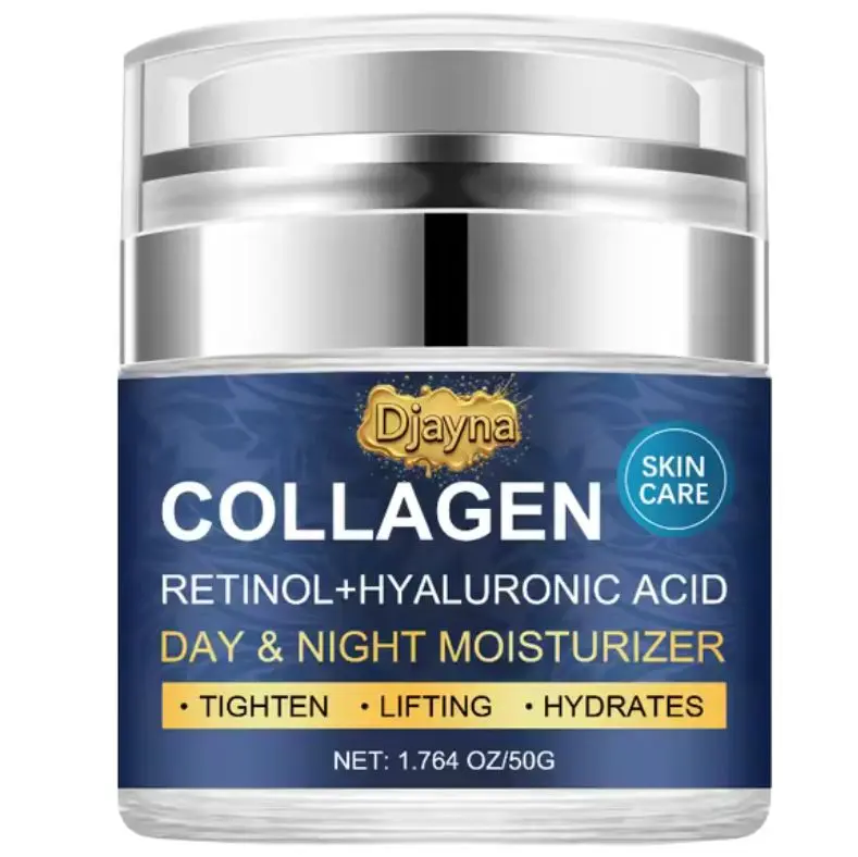 Djayna Collagen Retinol Hyaluronic Acid Day Night Moisturizer Anti Aging Tighten Lifting Hydrates 1.764 oz 50g