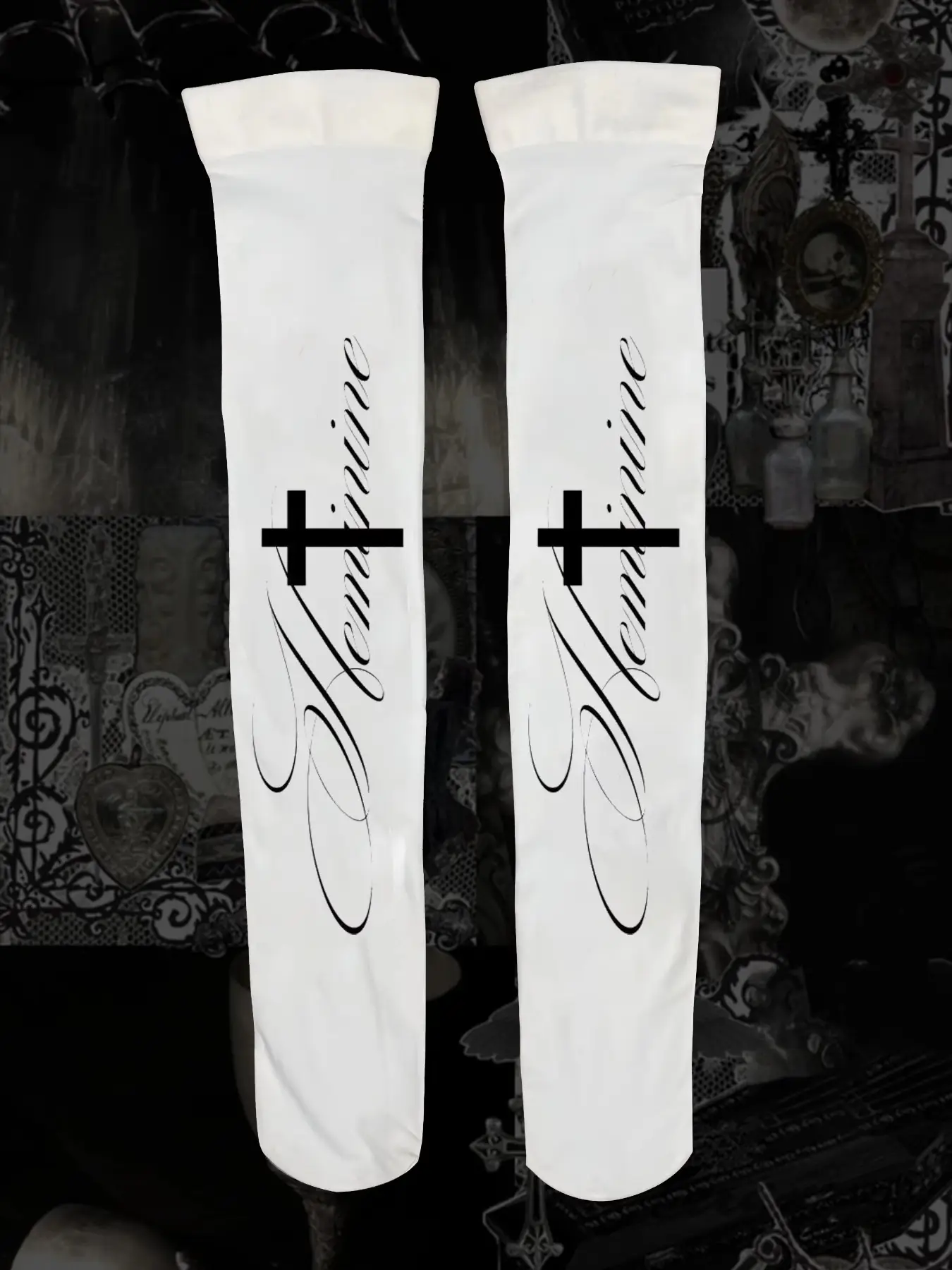 Graffiti Letter Print Long Socks, Statement Tight Ankle Socks, Harajuku Knee High Y2K Style Role Play Cute Socks, Women's Fashion Accessories