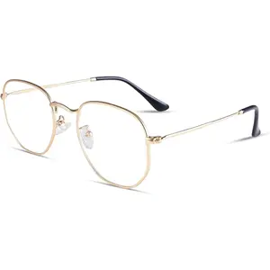 AZorb Hexagonal Clear Lens Glasses，Unisex Vintage Square clear Lens Glasses，hexagonal Eyeglasses Frame