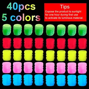 40pcs Luminous Tire Valve Caps, Glow in the Dark Fluorescent Car Wheel Decoration, Plastic Material for Cars, Motorcycles, Bicycles, Car Parts, Vehicle, Car Accessories