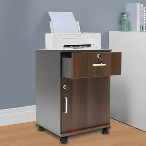 2 Tier Mobile File Cabinet, Under Desk Metal Filing Cabinet With Lock & 1-Drawer