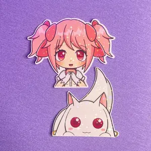 Magical girl, madoka, sticker, anime , kawaii, pink , handmade, Decorative