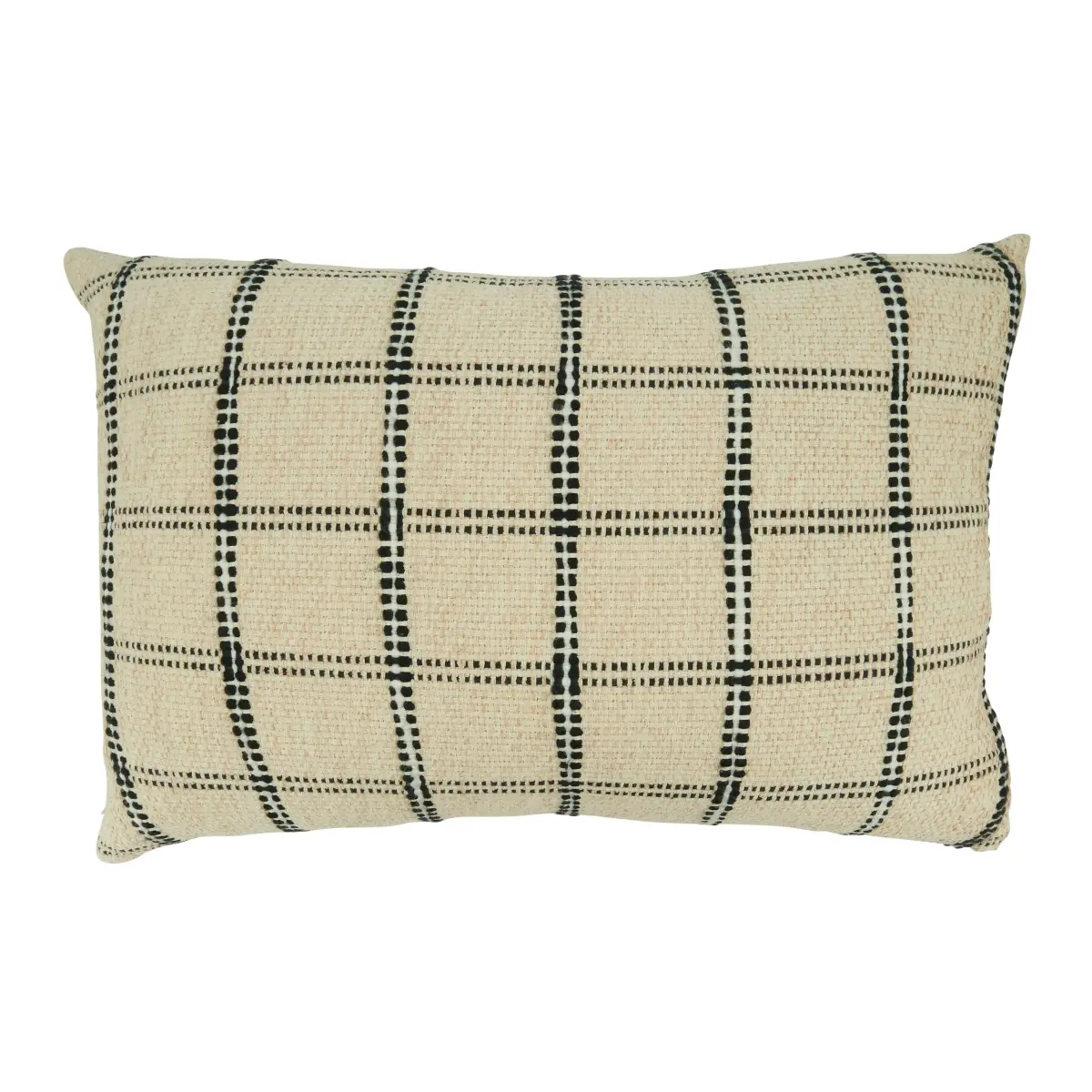 16 x 24 in. Checkered Design Throw Pillow with Poly Filling, Natural