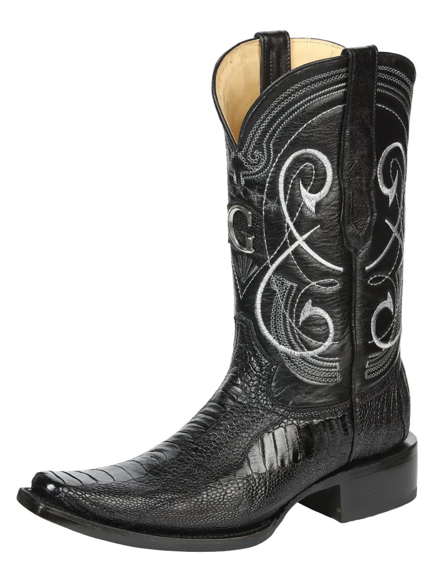 El General Men's Exotic Cowboy Boots - Black 45067