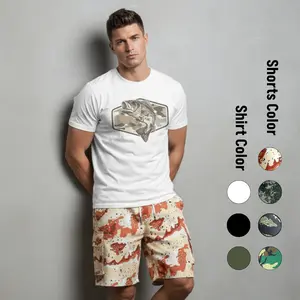 Men’s Camouflage Cargo Shorts Set with Southern Boy Graphic Tee – Casual Hunting Style Summer Outfit,  Breathable, Gym Set,  Streetwear, Gift For Him