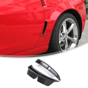 2-piece set of ABS carbon fiber texture/piano black rear fender air intake frames (replacement parts) suitable for 2005-2013 Corvette C6 models