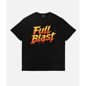 Men & Women Streetwear T-Shirt, Cool Full Blast Flame Style Letter Print, Regular Fit Cotton Tee