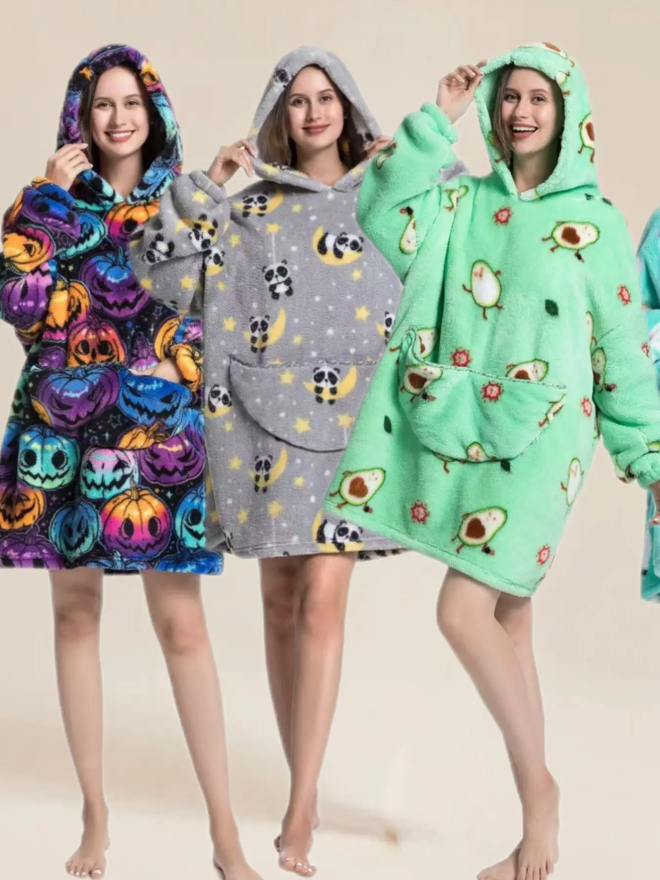 Cute Elegant Pumpkin Print Sleepwear Set for Adults, Soft Comfortable Long Sleeve Loungewear with Large Pockets, Fall & Winter Home Wear